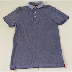 Zara Man Blue Red Dots Polo Short Sleeve Shirt Size Small